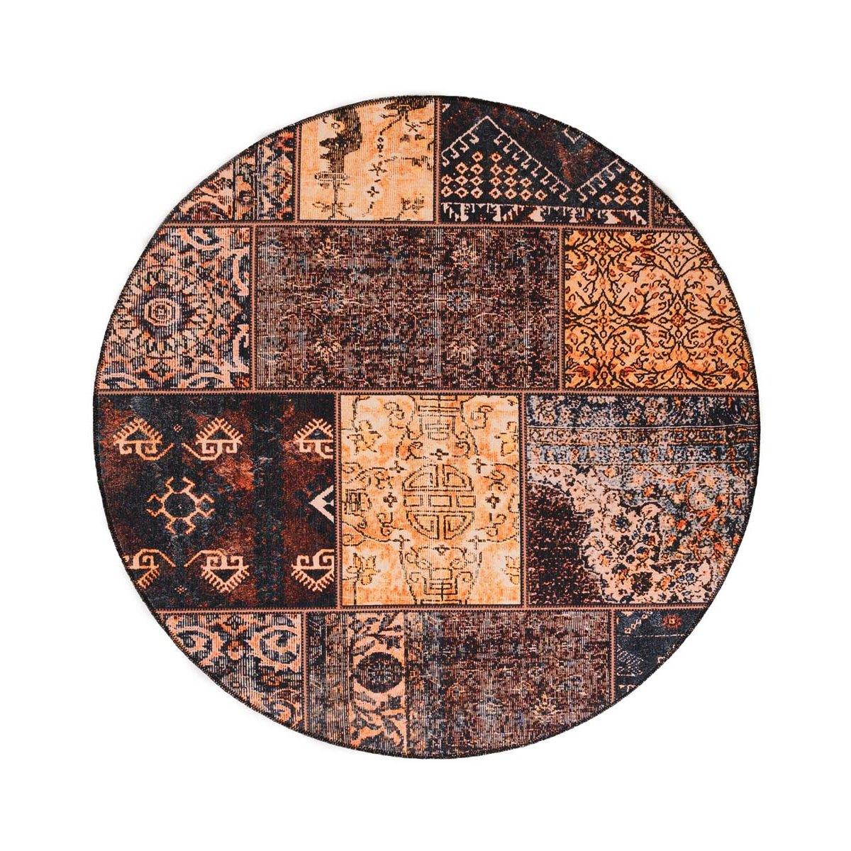 Heritaged Rond Patchwork Vloerkleed Fade No 1 Goud Bruin 152 Cm