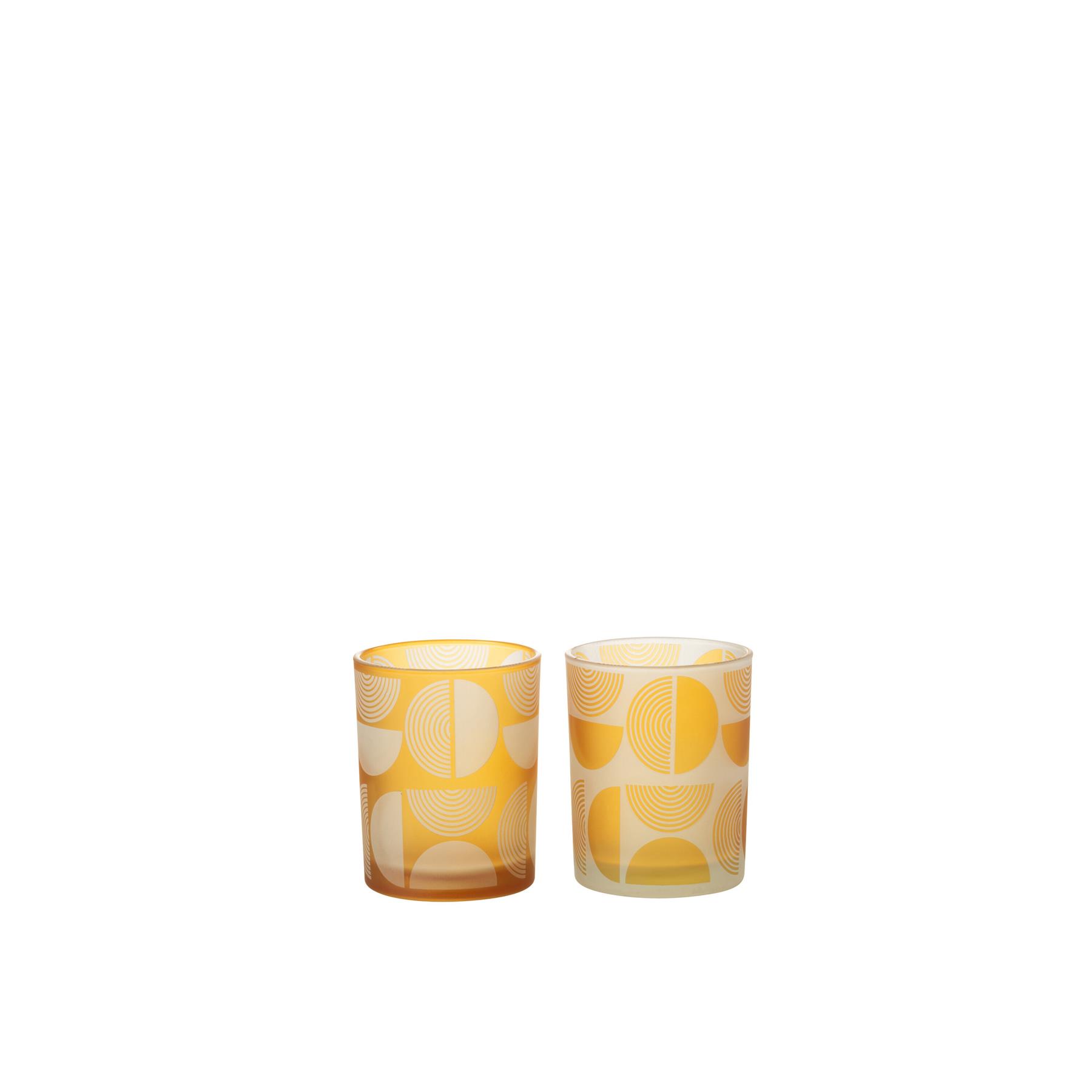 J Line Windlicht Halve Ronden Glas Oranje Medium Set Van Kopen Shop