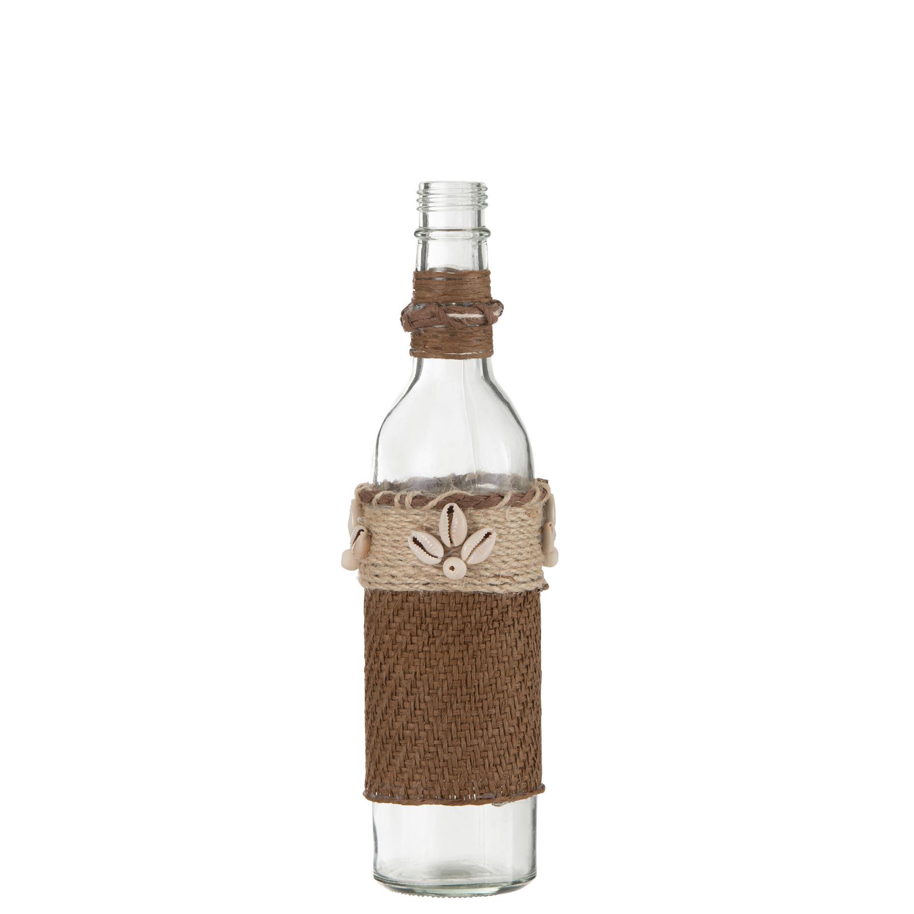 J Line Fles Decoratie Met Schelpen Glas Bruin Set Van 2 Kopen Shop