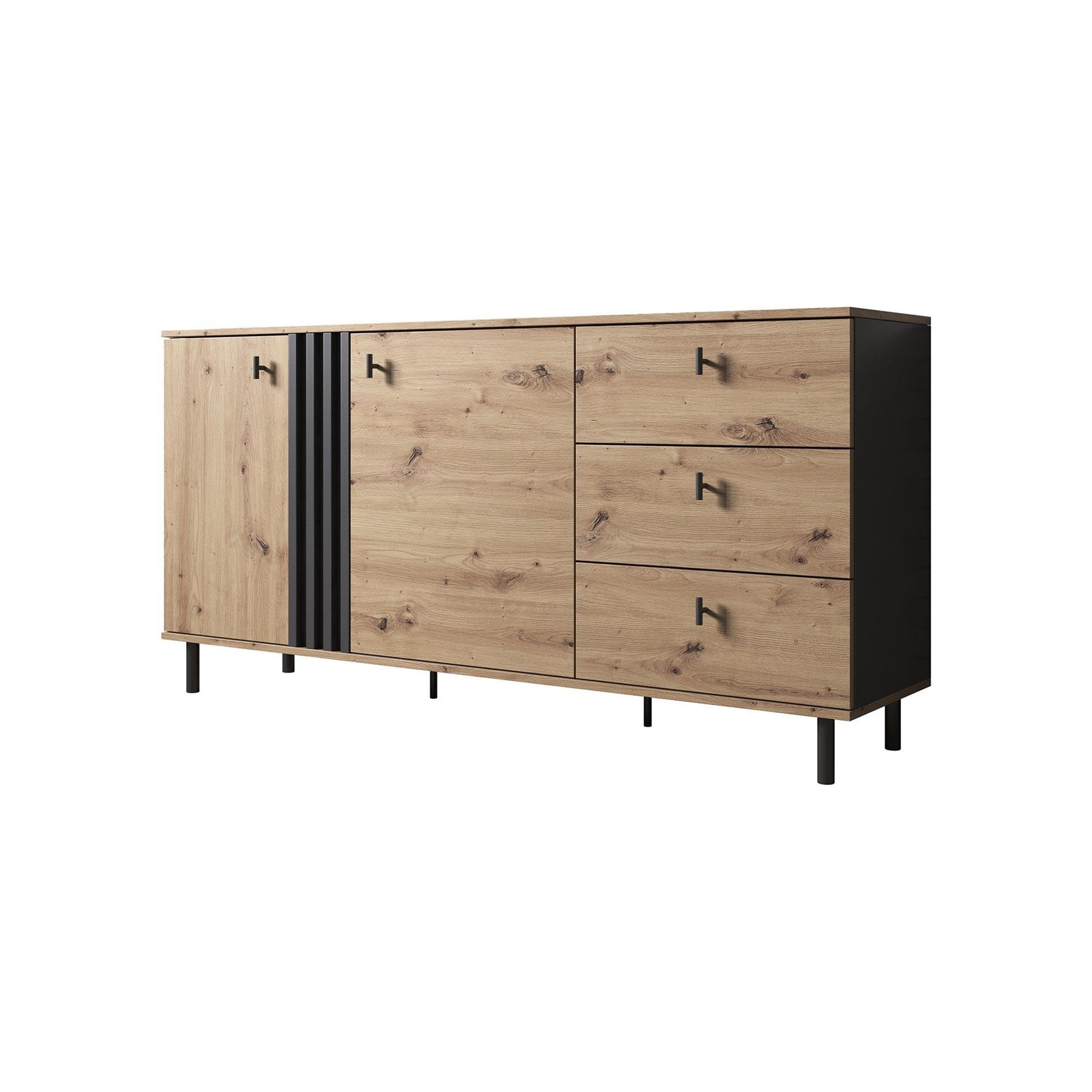 Meubella Dressoir Marcos Eiken Antraciet 165 Cm Kopen Shop Bij FonQ