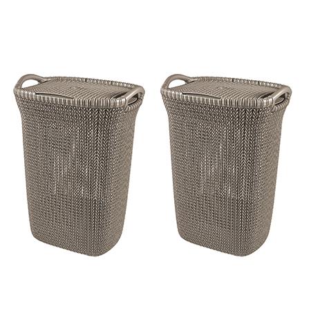 Curver Knit Wasmand Met Deksel 57 L Set Van 2 Bruin Kopen Shop