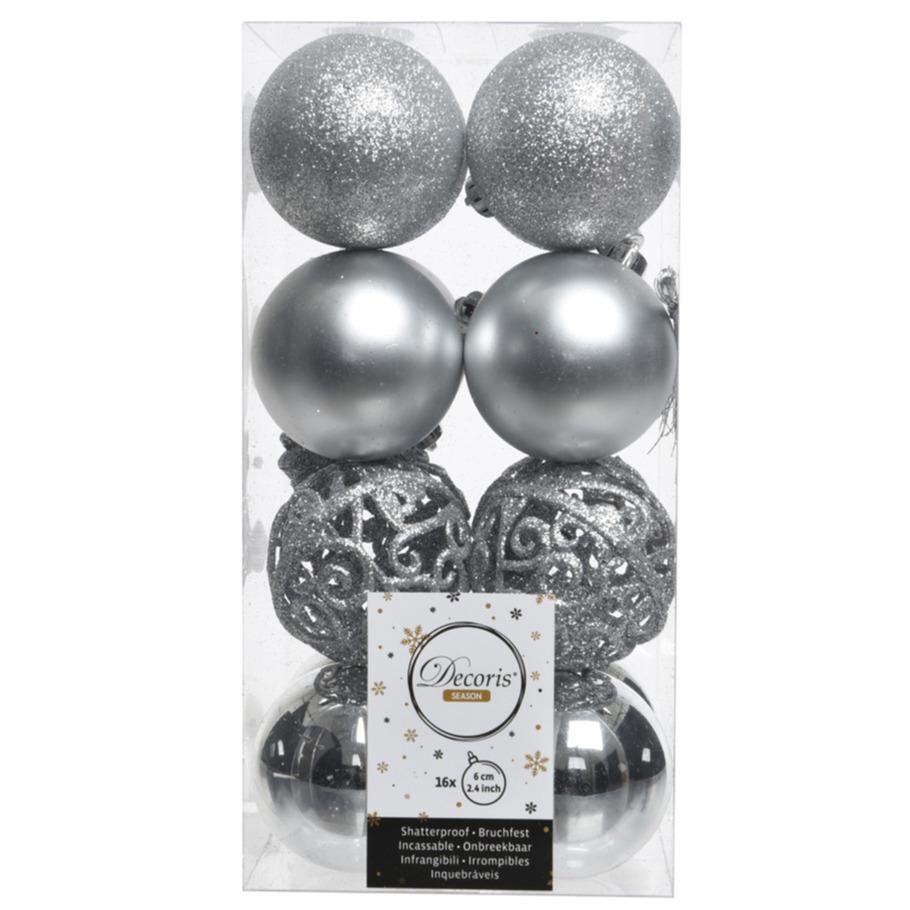 Decoris Kerstballen 16 Stuks Zilverkleurig Kunststof 6 Cm Kopen