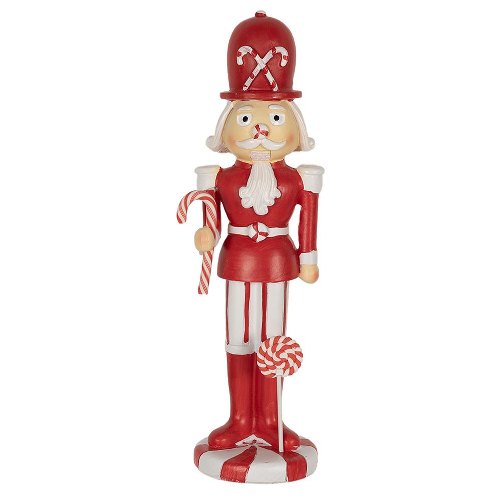 Clayre Eef Kerstdecoratie Beeld Notenkraker Cm Rood Wit Polyresin