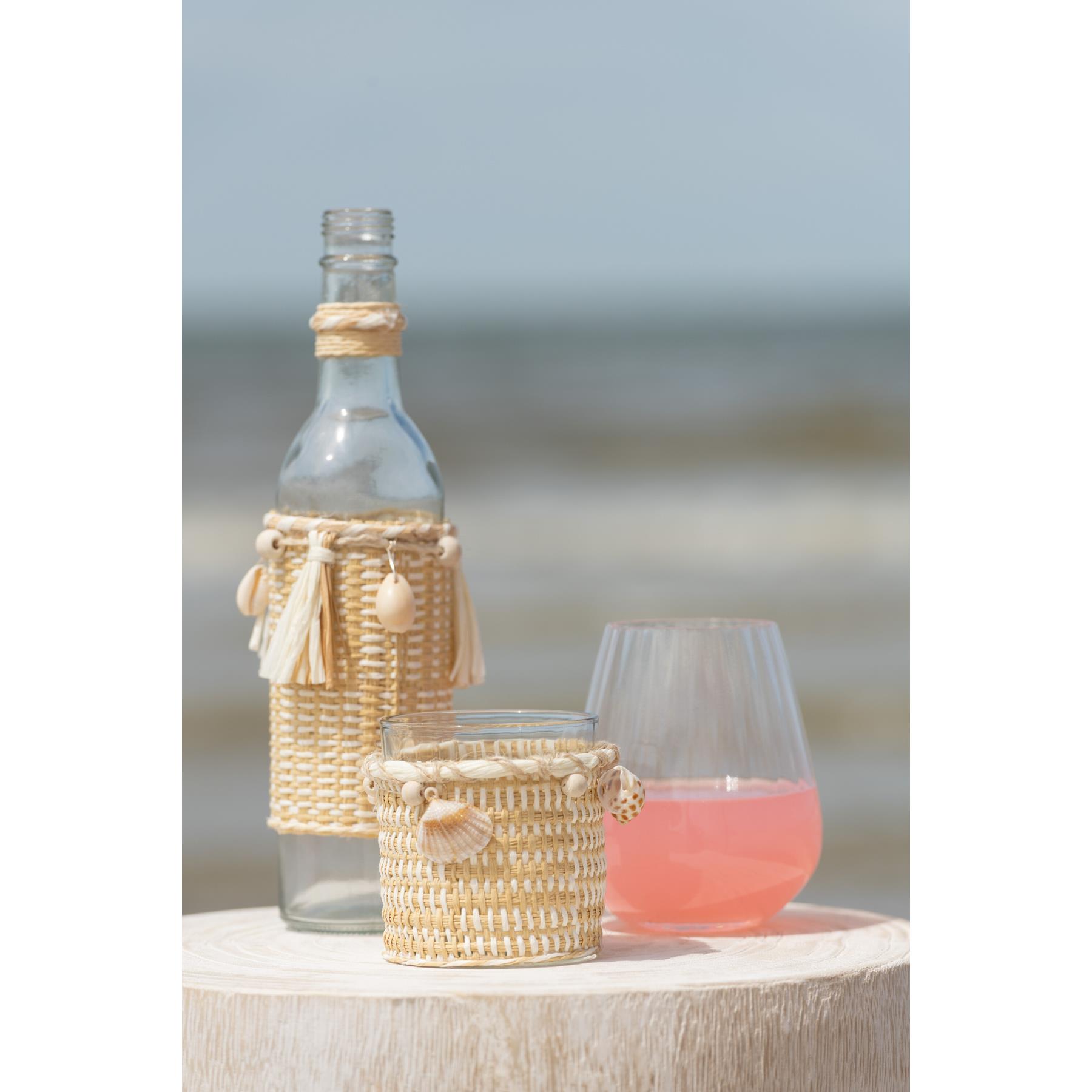 J Line Fles Decoratie Met Schelpen Glas Naturel Kopen Shop Bij FonQ