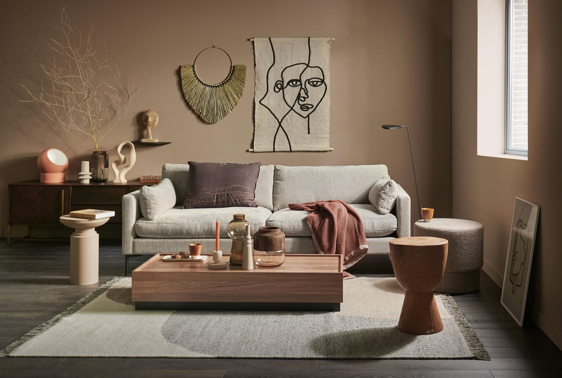 Goedkeuring merknaam Verstrooien Shop de look: down to earth woonkamer in trendkleur bruin