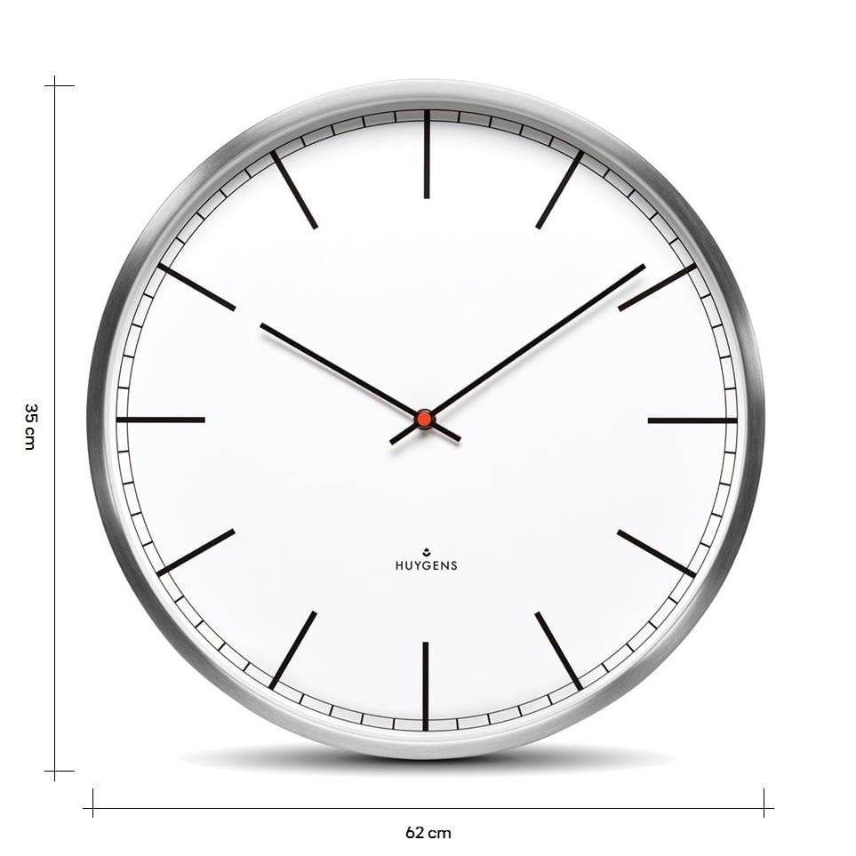 stuk Bij Dicteren Huygens - One Index 35cm - RVS - Wandklok - Stil - Quartz uurwerk kopen?  Shop bij fonQ!