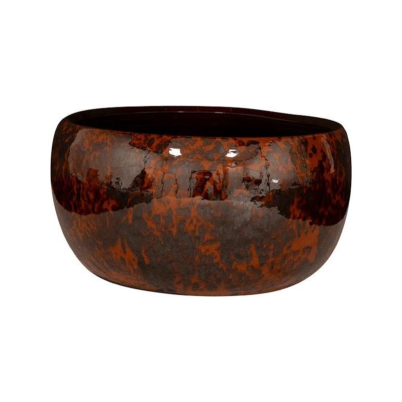 Steege Bowl Kae Cayenne 28x13 cm ronde bruine lage bloempot voor bij fonQ!