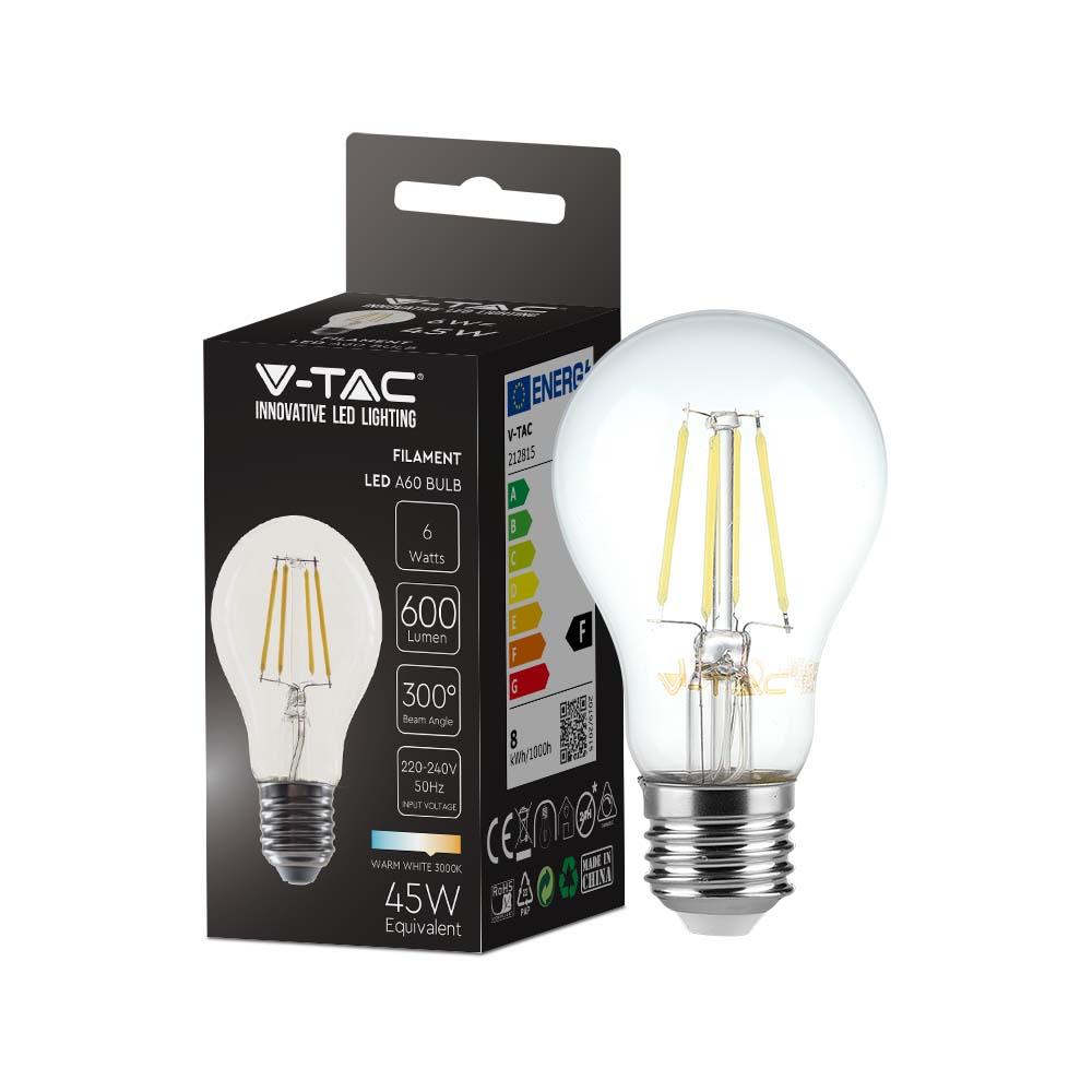 Strippen Onbekwaamheid Verlaten V-tac VT-1887 10-pack Filament LED lamp - E27 - 6W - 600 Lm - 3000K kopen?  Shop bij fonQ!