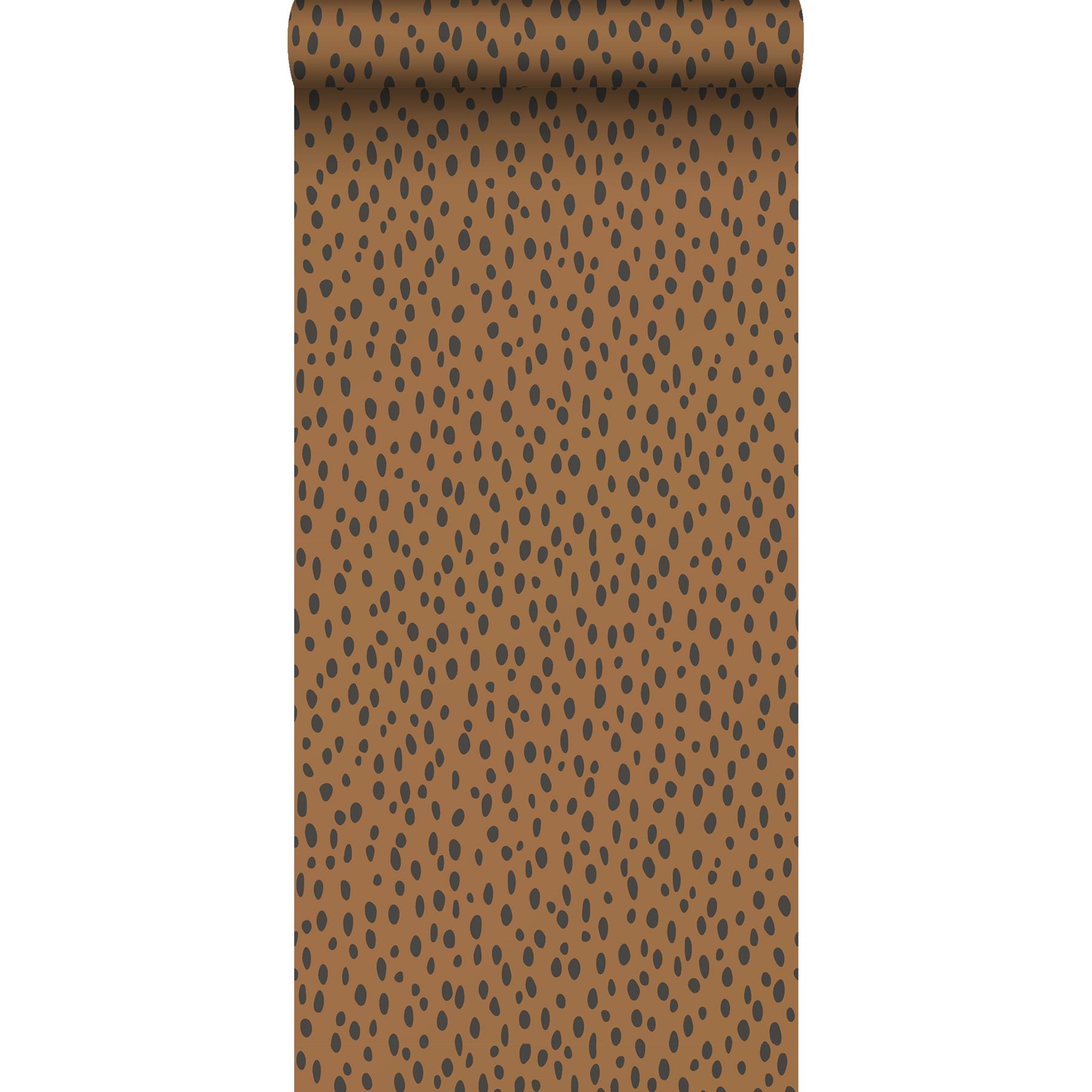 Uitbeelding kalkoen Voorzien ESTAhome behang stippen warm oranje en zwart - 139257 - 0,53 x 10,05 m  kopen? Shop bij fonQ!