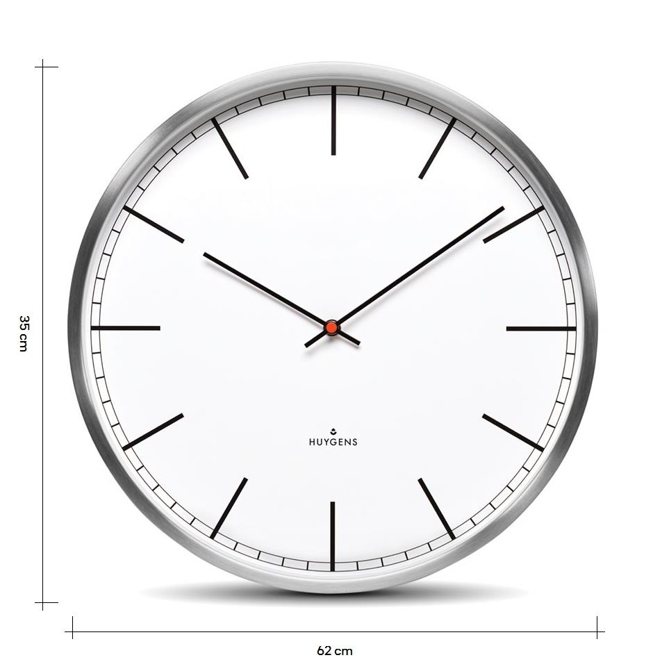lijst De vertrekken Huygens - One Index 35cm - RVS - Wandklok - Stil - Quartz uurwerk kopen?  Shop bij fonQ!
