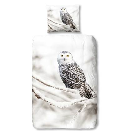 Good Morning Snowy Owl Flanel Dekbedovertrek 1 persoons(140x200/220 Cm + 1 Sloop ) online kopen