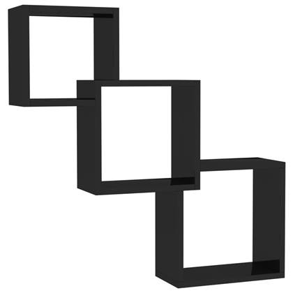 vidaXL Wandschappen kubus 84,5x15x27 cm spaanplaat hoogglans zwart