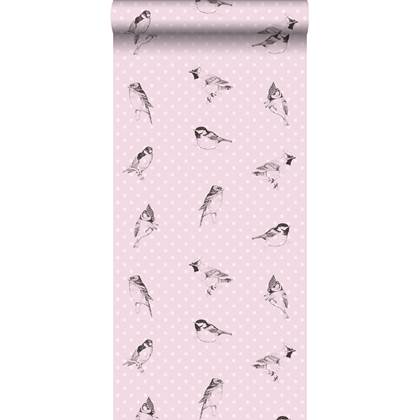 ESTAhome behang vogels zacht roze - 115747 - 53 cm x 10,05 m