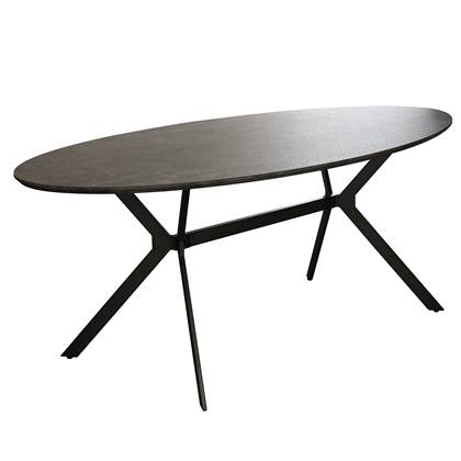 Duverger Trendy - Eettafel - ovaal -L240cm - MDF - 3D print - betonlook grijs