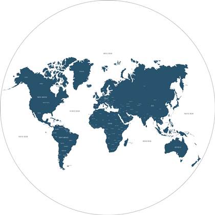 ESTAhome zelfklevende behangcirkel wereldkaart blauw - 159008 - Ø 140