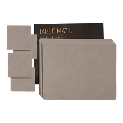 LIND DNA Nupo Square Placemats 4 st. + Onderzetters 4 st. - Light Grey