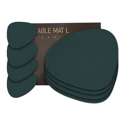 LIND DNA Nupo Curve Placemats 4 st. + Onderzetters 4 st.- Dark Green