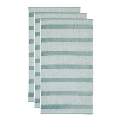 Beddinghouse Sheer Stripe Handdoek 60 x 110 cm - Groen - Set van 3