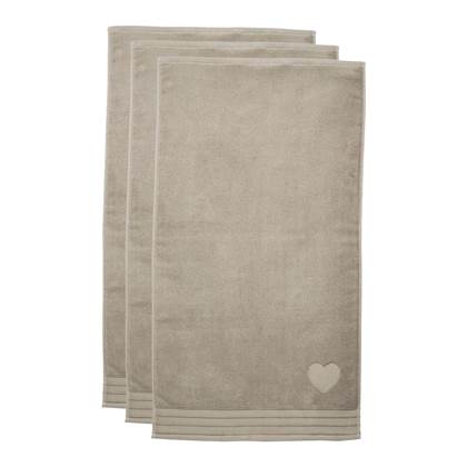 Rivièra Maison Heart Handdoek 60 x 110 cm - Taupe - Set van 3