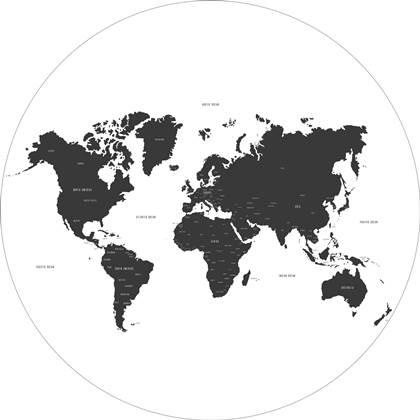 ESTAhome zelfklevende behangcirkel wereldkaart zwart wit - 159009 - Ø