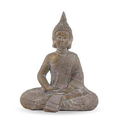 Orange85 Boeddha Buddha Beeldje Zittend Goud Grijs Cement 37 cm
