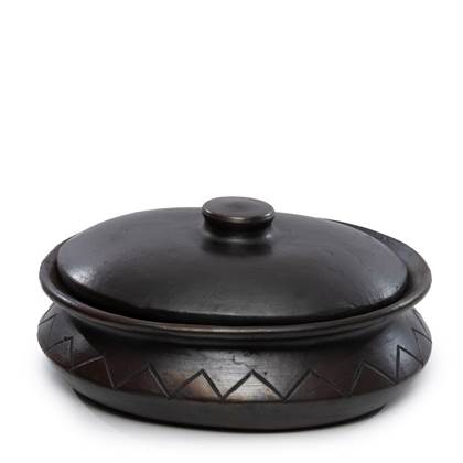 Bazar Bizar  De Burned Ovale Pot Met Patroon - Zwart