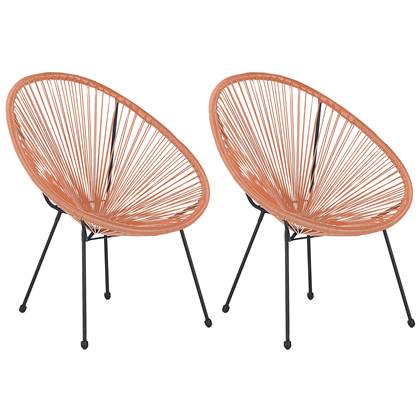 Beliani ACAPULCO Set van 2 stoelen oranje