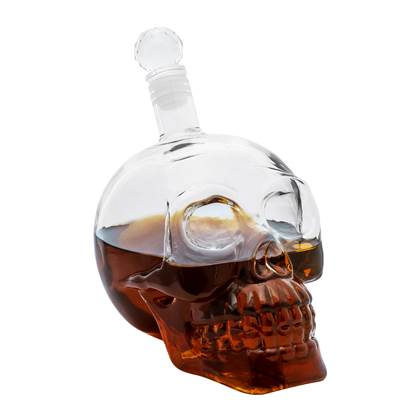 Aretica Whiskykaraf - Schenkkan - Glazen karaf - Karaffen - Whiskey schenken - Skull - Glas - 660 ml - 12 x 11 x 16 cm (lxbxh) - Cadeau voor man - Transparant - Schedel