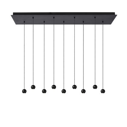 Atmooz - Hanglamp Balls 9 - zwart - rechthoek - Industrieel - Woonkamer / Slaapkamer / Eetkamer - Plafondlamp - Hoogte 140cm - Metaal