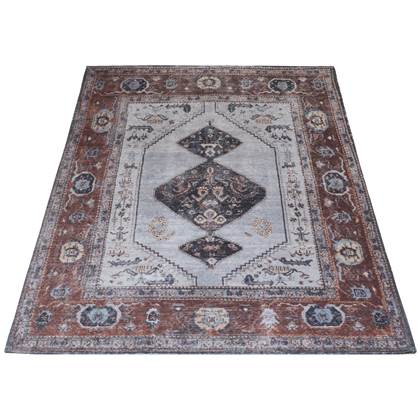 Veer Carpets - Vloerkleed Karaca Antraciet/Brown 09 - 160 x 230 cm