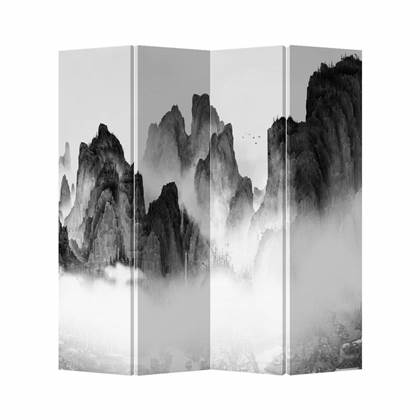 Fine Asianliving Kamerscherm Scheidingswand 4 Panelen Mountains Canvas