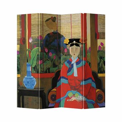Fine Asianliving Kamerscherm Scheidingswand 4 Panelen Canvas