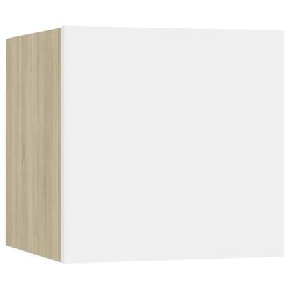 vidaXL Nachtkastje 30,5x30x30 cm spaanplaat wit en sonoma eikenkleurig