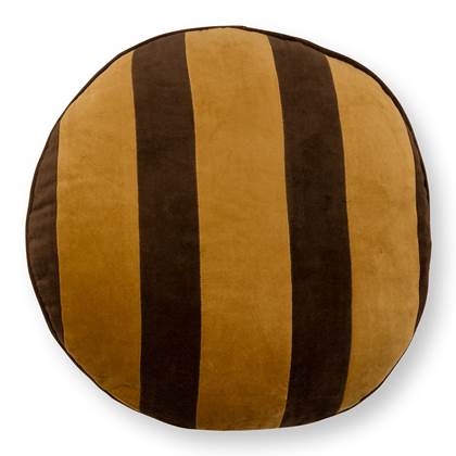 vtwonen Round Cotton Velvet Sierkussen Ø 40 cm - Gold Brown