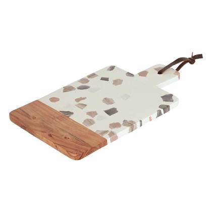 Kave Home - Temira serveerplank van hout en meerkleurig terrazzo