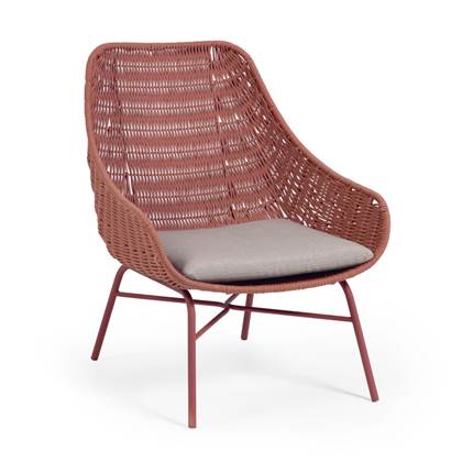Kave Home Abeli fauteuil in terracotta touw met gegalvaniseerde online kopen