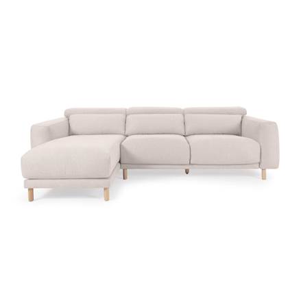 Kave Home - Singa 3-zitsbank met chaise longue links in wit 296 cm