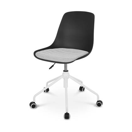 Nolon Nout bureaustoel zwart met grijs zitkussen - wit onderstel