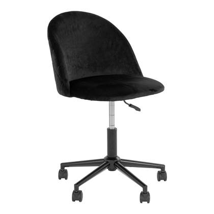 Hioshop Geneve kantoorstoel velour zwart, zwart.