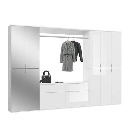 Hioshop ProjektX garderobe opstelling 12 deuren, 2 laden wit.
