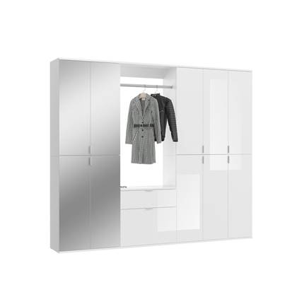 Hioshop ProjektX garderobe opstelling 11 deuren, 1 lade wit.