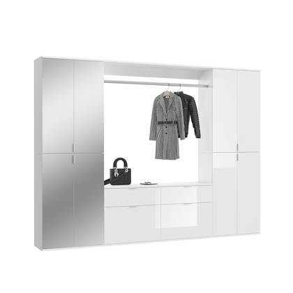 Hioshop ProjektX garderobe opstelling 10 deuren, 2 laden wit.