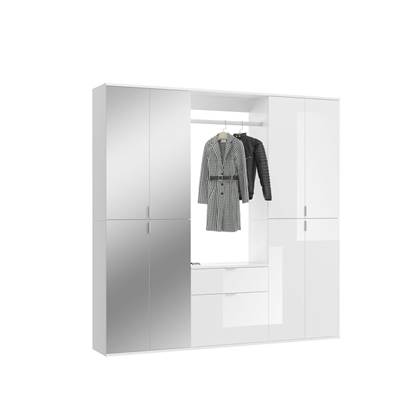 Hioshop ProjektX garderobe opstelling 9 deuren, 1 lade wit.