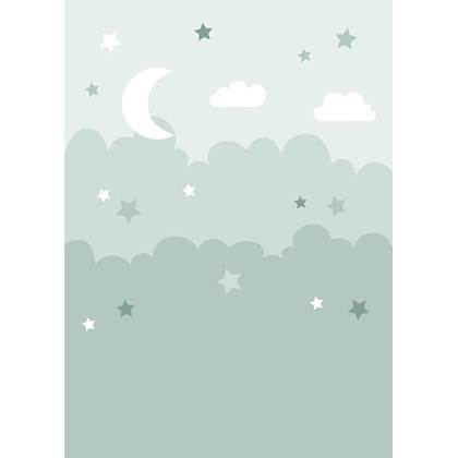 ESTAhome fotobehang wolken en sterren mintgroen - 159248 - 2 x 2.79 m