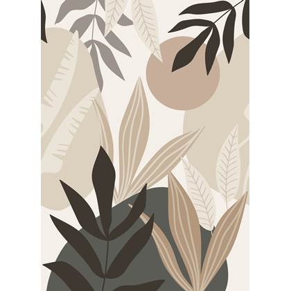 ESTAhome fotobehang tropische bladeren beige en grijs - 159251 - 2 x 2