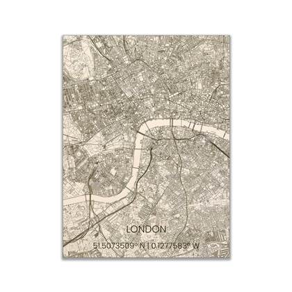 Brandthout London houten Citymap H70 B50