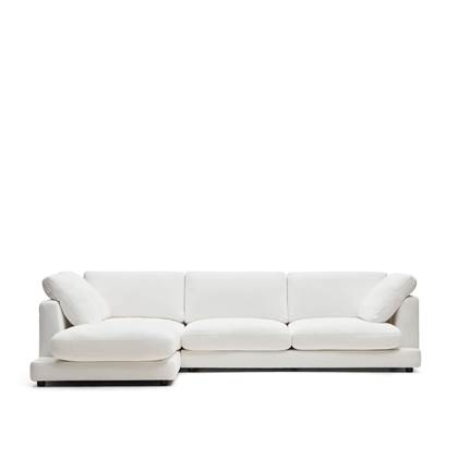 Kave Home - Gala 4-zitsbank met chaise longue links in wit 300 cm