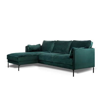 DuvergerÂ® Piping - Sofa - 3-zit bank - chaise longue links - groen - f