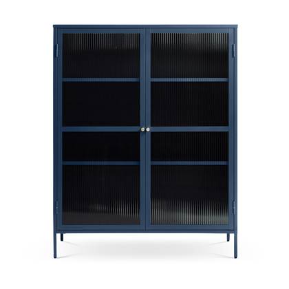 Olivine Katja metalen vitrinekast blauw - 111 x 140 cm