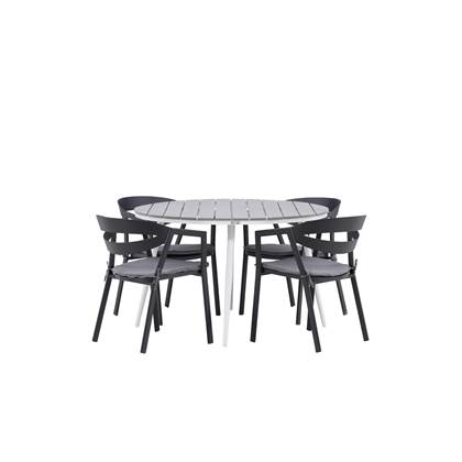 Hioshop Break tuinmeubelset tafel 120x120cm, 4 stoelen Wear,